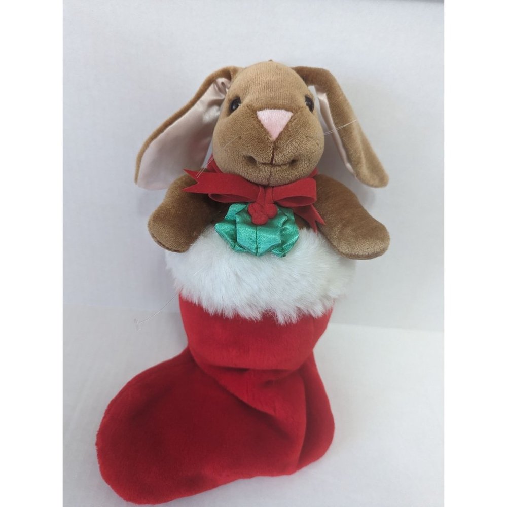 VTG 12 inch Velveteen Rabbit Stocking & Stuffed animal Christmas Holiday used